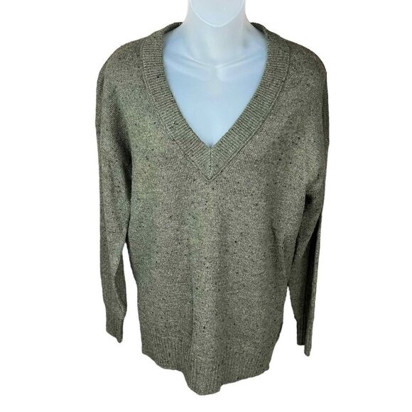 Madewell Sweater Donegal Bartlett V Neck Forest Green Black Specks Small - Picture 1 of 16